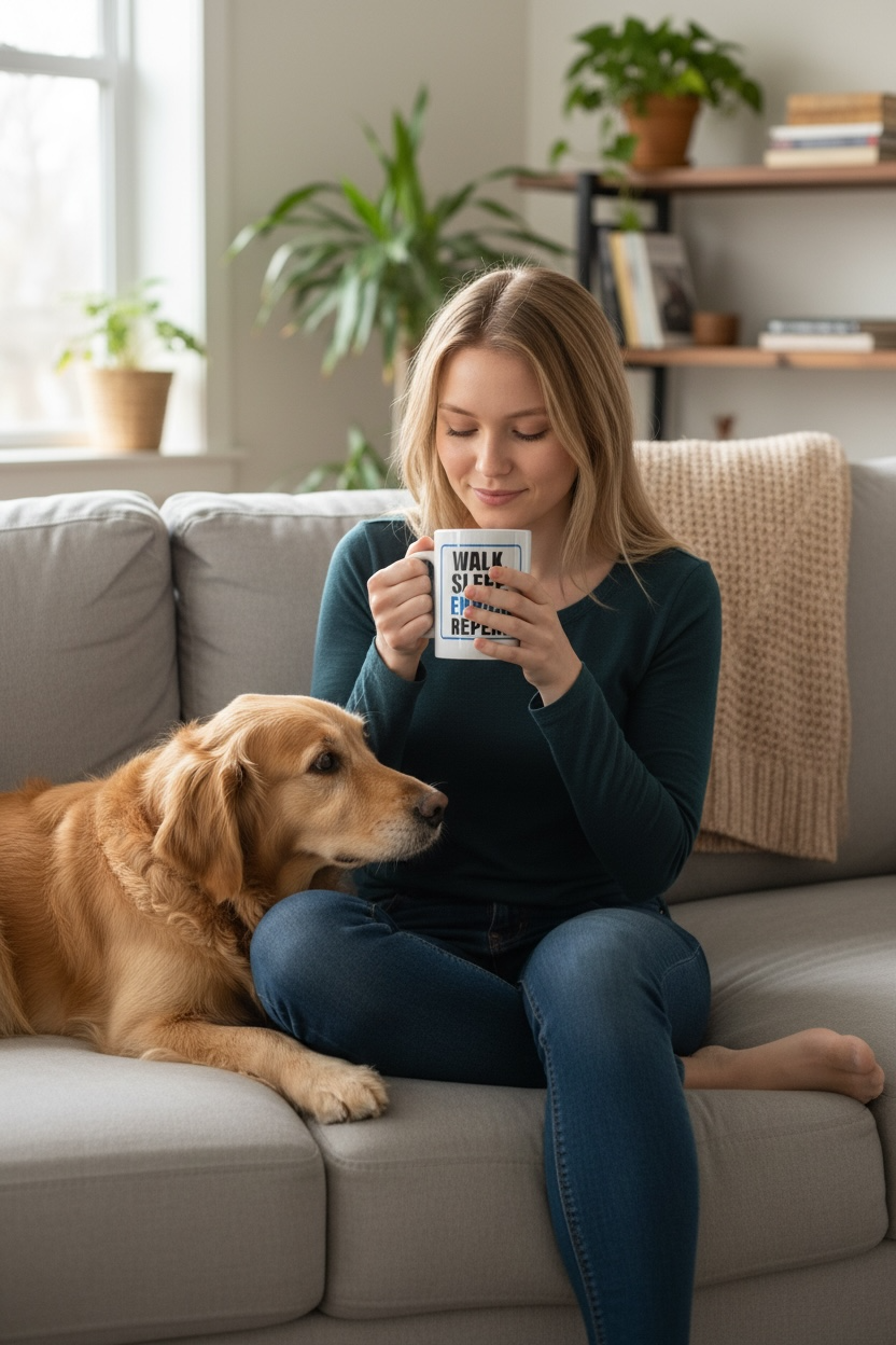 Barks & Bones Lab Mug – "Walk. Sleep. Enrichment. Repeat."