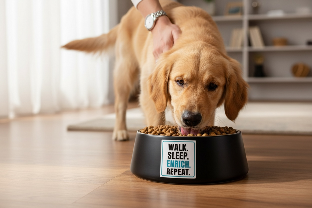 "Walk. Sleep. Enrich. Repeat." – Premium Vinyl Sticker (3x3")